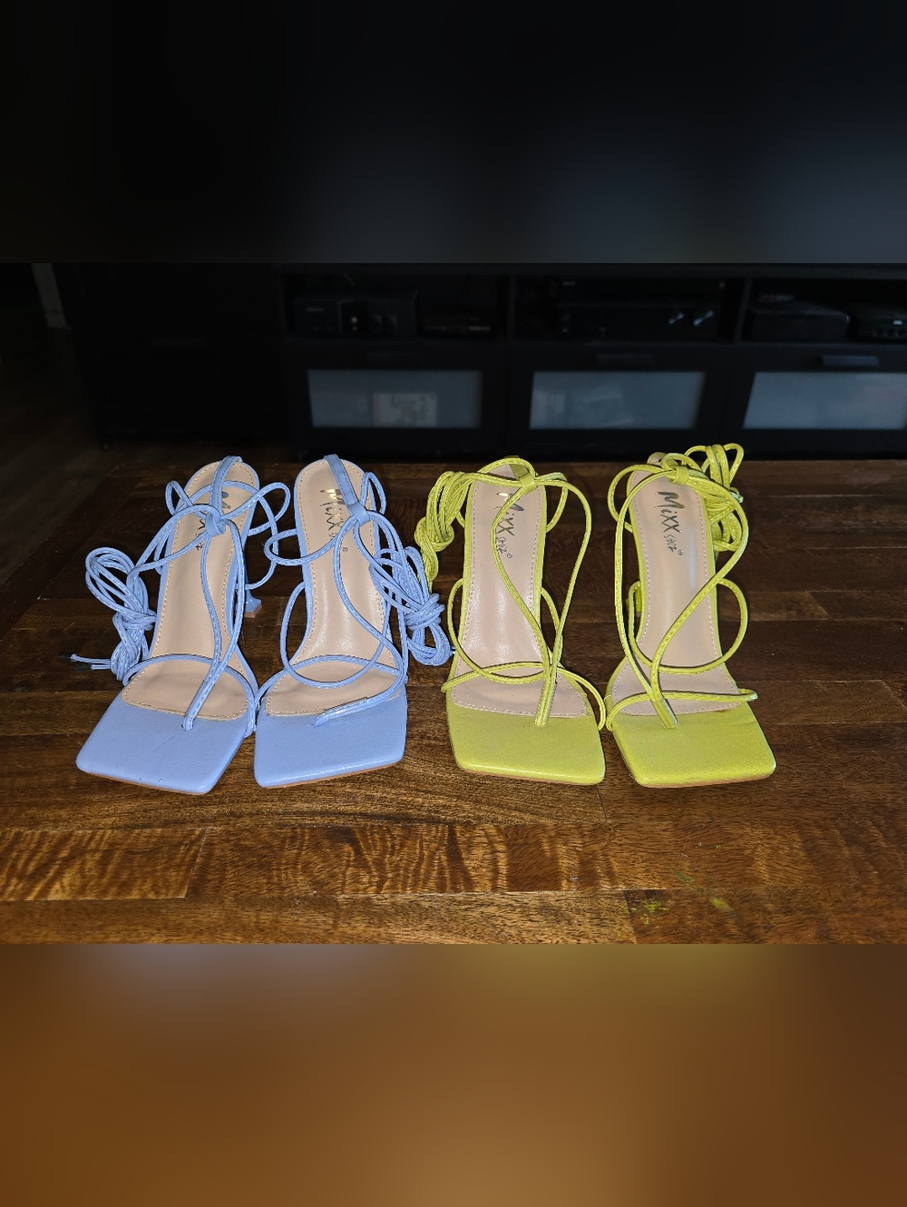 Mixx Shuz Nicky strappy heels Bundle square toe wrap ankle high heel Sz 6.5